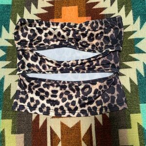 Leopard Print, White, Black Three Pack Strapless Tops